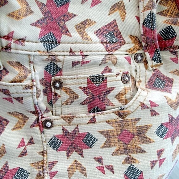 Free People We the Wild Child Printed Skinny Jeans Ivory Size 27 EUC - Picture 6 of 14